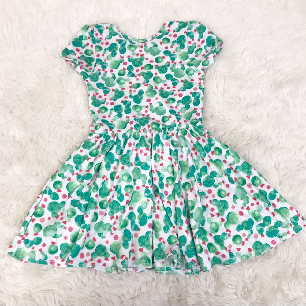 DOT DOT SMILE Toddler Girl Cactus Print Cap Sleeve Dress Size 2T Green White New - Picture 4 of 5